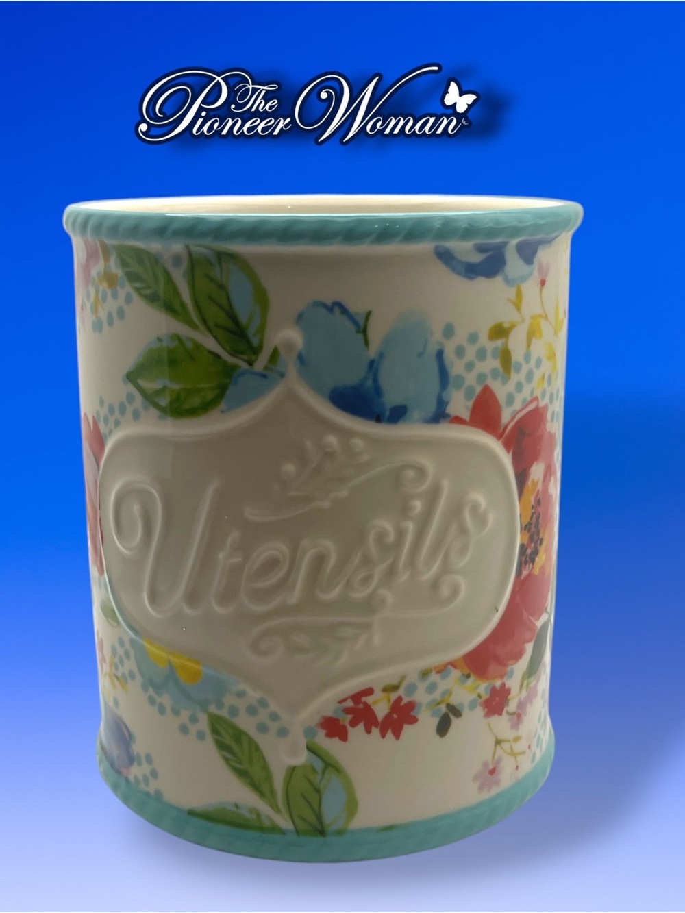 The Pioneer Woman Floral Utensil Crock Farmhouse Cottagecore Melody